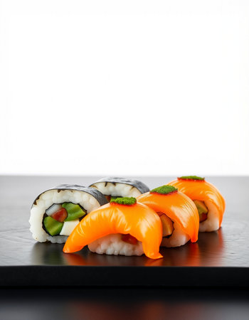 Sushi roll with salmon, avocado, cucumber and cream cheeseの写真素材