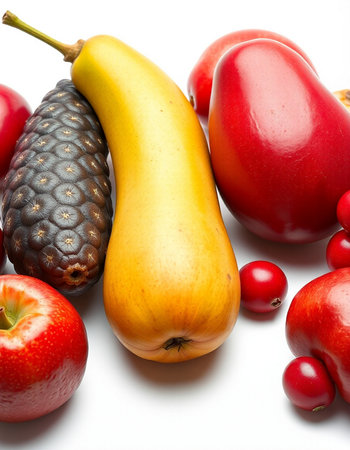 Fruits and vegetables isolated on a white background. Healthy food.の写真素材