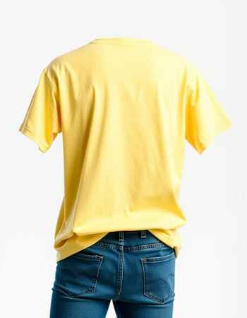 Yellow t-shirt on a mannequin isolated on white background