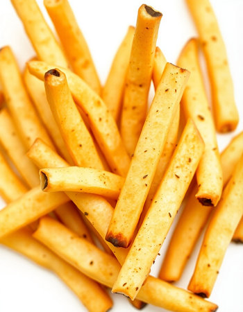 closeup of a pile of grissini on a white background
