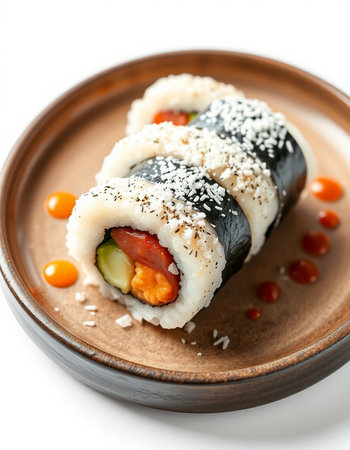 Japanese Cuisine - Sushi Roll with Shrimps and Vegetablesの写真素材
