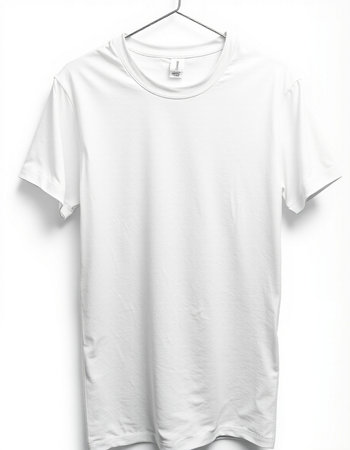 White t-shirt mockup on hanger isolated on white background