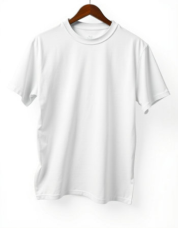White t-shirt on a hanger isolated on a white background