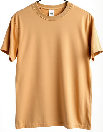 Blank orange t-shirt on a white background, front viewの写真素材