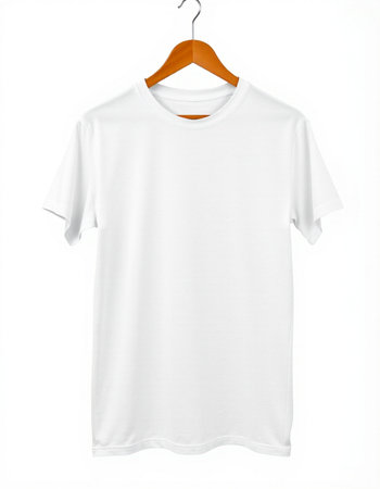 White t-shirt on a hanger isolated on a white background