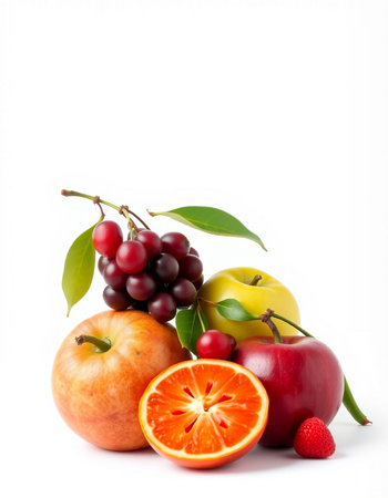 Fruits isolated on a white background. Healthy food, diet and nutrition.