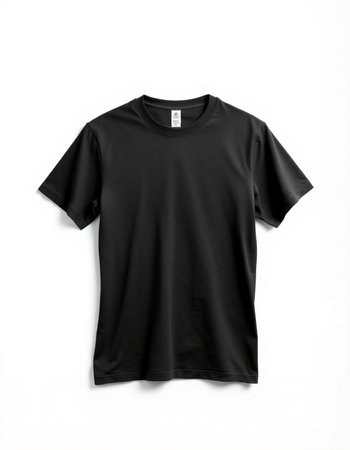 Black t-shirt isolated on a white background. Mockup for design.の写真素材