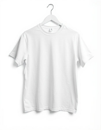 White t-shirt on a hanger isolated on a white background