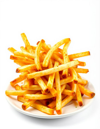 French fries on white background. Isolated on a white background.