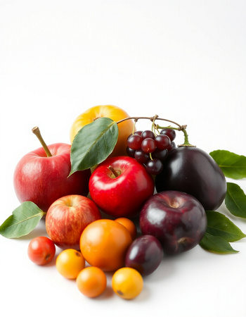 Fruits and vegetables isolated on a white background. Healthy food.の写真素材
