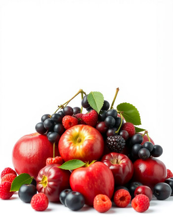 fresh fruits and berries isolated on a white background. studio shot.の写真素材