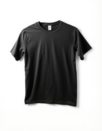 Black t-shirt isolated on white background. Mockup for designの写真素材