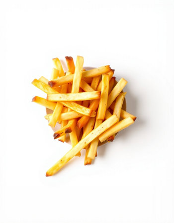 French fries on a white background. Isolated. Top view.の写真素材