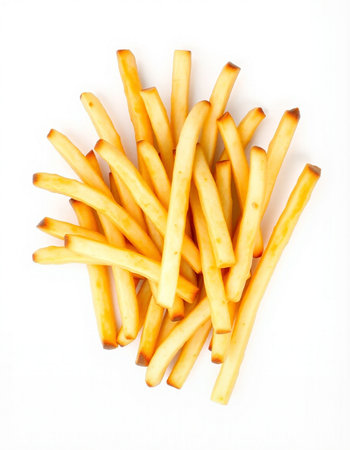french fries isolated on a white background, close-up.