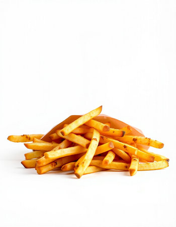 French fries on a white background. Fast food. Close-up.