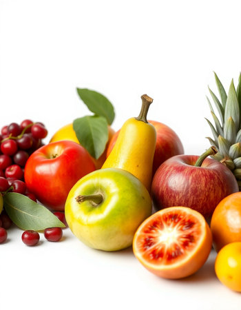 Fruits and vegetables isolated on a white background. Healthy food.の写真素材