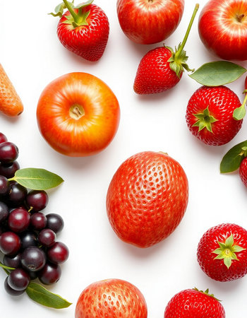 Fruits and vegetables on a white background. Healthy eating concept.の写真素材