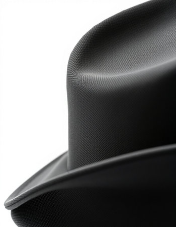 close-up of a black hat on a white background studio shotの写真素材