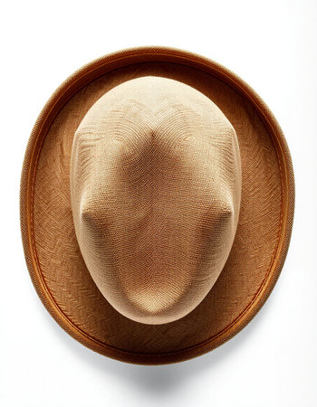 brown hat isolated on white background with clipping path. Top view.の写真素材