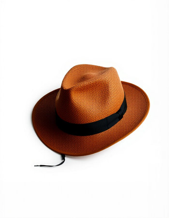 Brown cowboy hat isolated on white background with clipping path and shadow.の写真素材