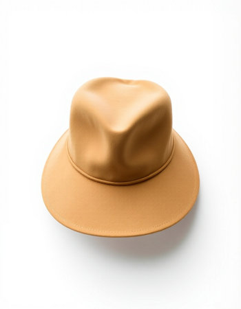 Beige hat isolated on white background, Clipping path included.の写真素材
