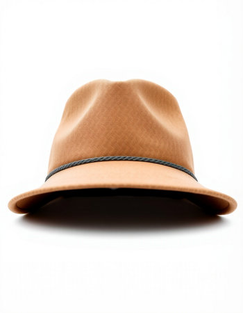 Brown hat isolated on white background with clipping path. Top view.の写真素材