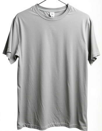 Grey t-shirt isolated on a white background. Clipping path included.の写真素材