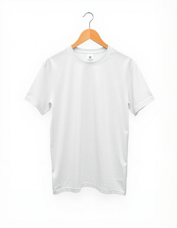 White t-shirt on a hanger isolated on a white background
