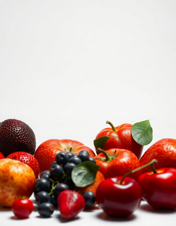 Fresh fruits and berries isolated on white background. Healthy food concept.の写真素材