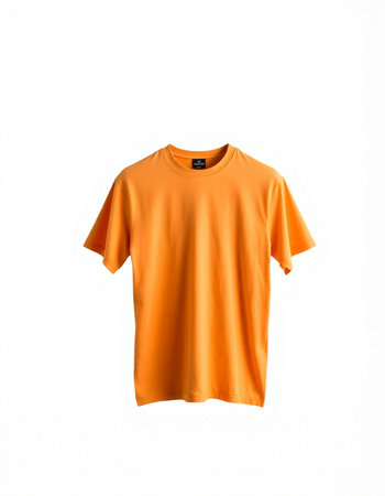 Orange t-shirt isolated on a white background with clipping path.の写真素材