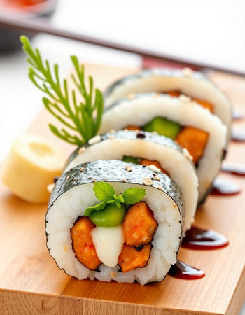 Sushi rolls with vegetablesの写真素材