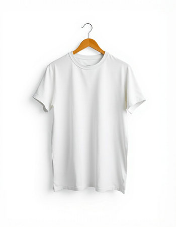 White t-shirt on a hanger isolated on a white background