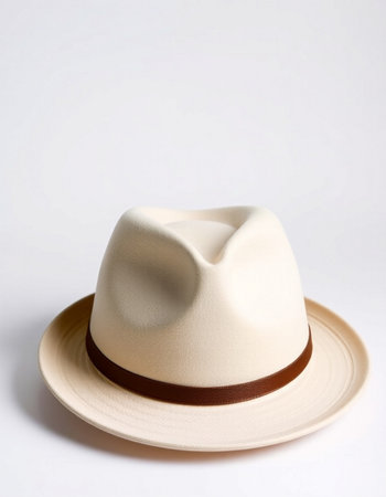 White hat on a white background. Close-up. Isolatedの写真素材