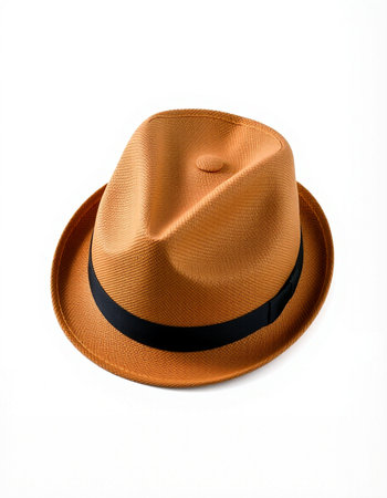Brown hat isolated on white background with clipping path. Top view.の写真素材