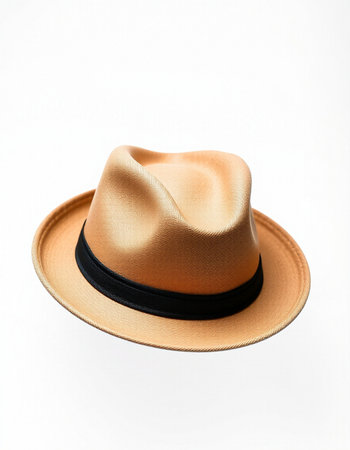 Brown hat isolated on white background with clipping path. Top view.の写真素材
