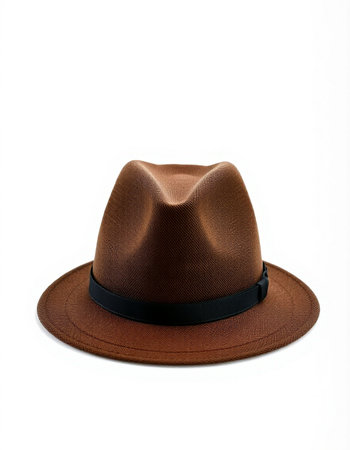 Brown hat isolated on white background with clipping path. Top view.の写真素材