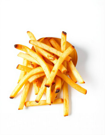 French fries isolated on white background. Selective focus. Toned.