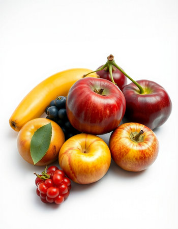 Fruits isolated on a white background. Healthy food and diet concept.