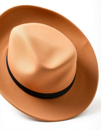 Brown hat isolated on white background with clipping path. Top view.の写真素材