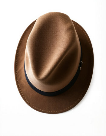 Brown hat isolated on white background. Fashionable men's hat.の写真素材