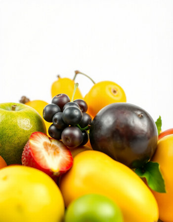 Fruits and vegetables isolated on a white background. Healthy food.の写真素材