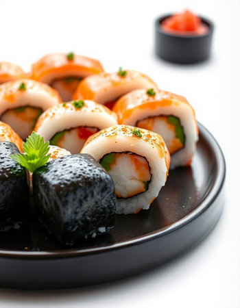 Sushi roll - japanese food style on white background.の写真素材