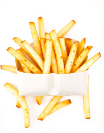 French fries isolated on white background. Selective focus. Shallow depth of field.の写真素材