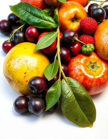 Fruits on a white background, close-up, studio shot