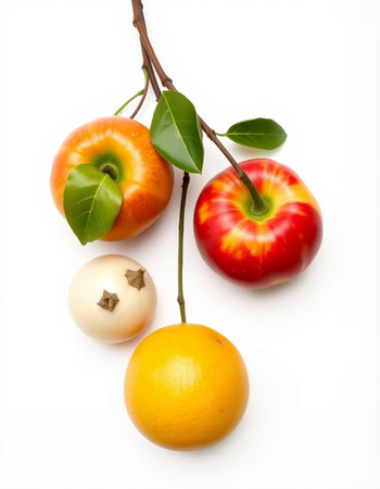 Fruit on a white background. The concept of healthy eating.の写真素材