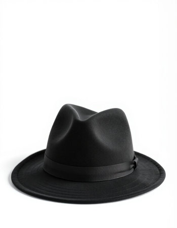 Black hat isolated on white background. Black hat with a white background.の写真素材