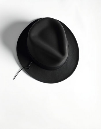 Black hat isolated on white background. Top view. Flat lay.の写真素材