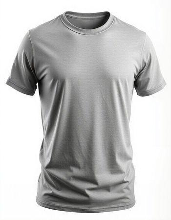 Blank grey t-shirt template on white background, front viewの写真素材
