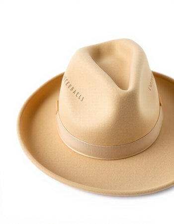 Beige cowboy hat isolated on white background. Clipping path included.の写真素材