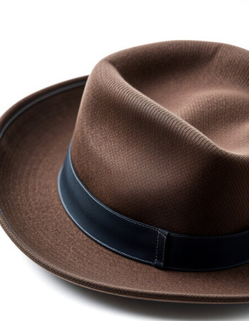 Brown hat isolated on white background with clipping path. Close up.の写真素材